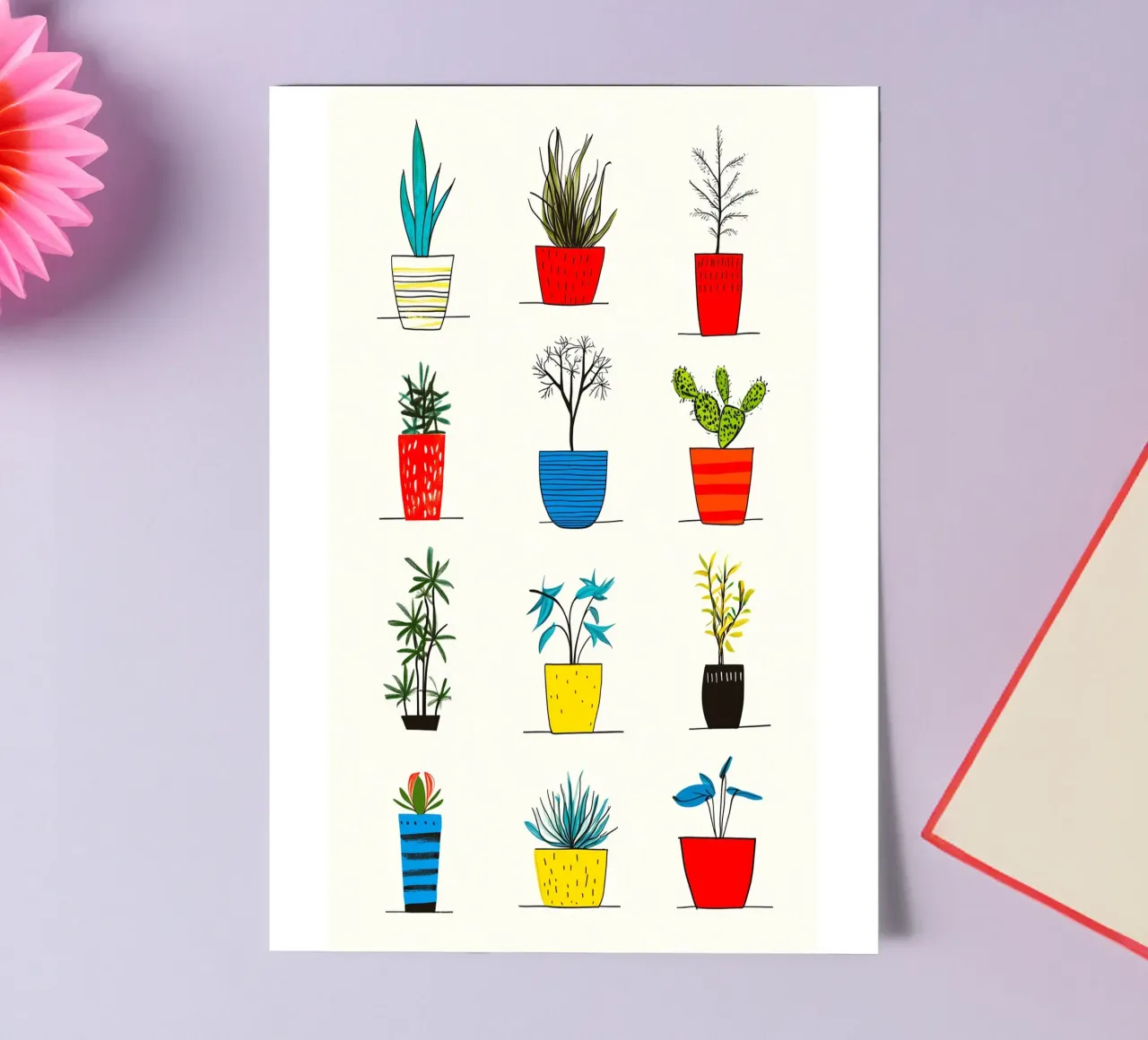 Fleurs en pot planche autocollant de Justyna Jaszke JBJart