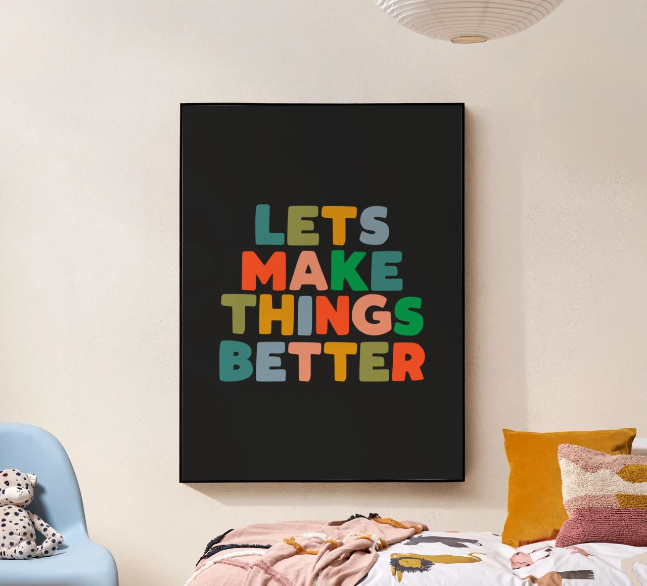 Lets Make Things Better (Miglioriamo le cose) Stampa tipografica ispirata e colorata plexiglass da THE MOTIVATED TYPE