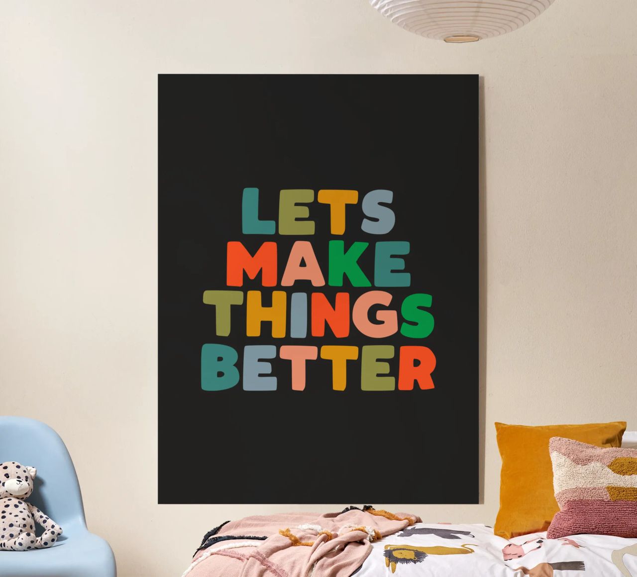 Lets Make Things Better (Miglioriamo le cose) Stampa tipografica ispirata e colorata plexiglass da THE MOTIVATED TYPE