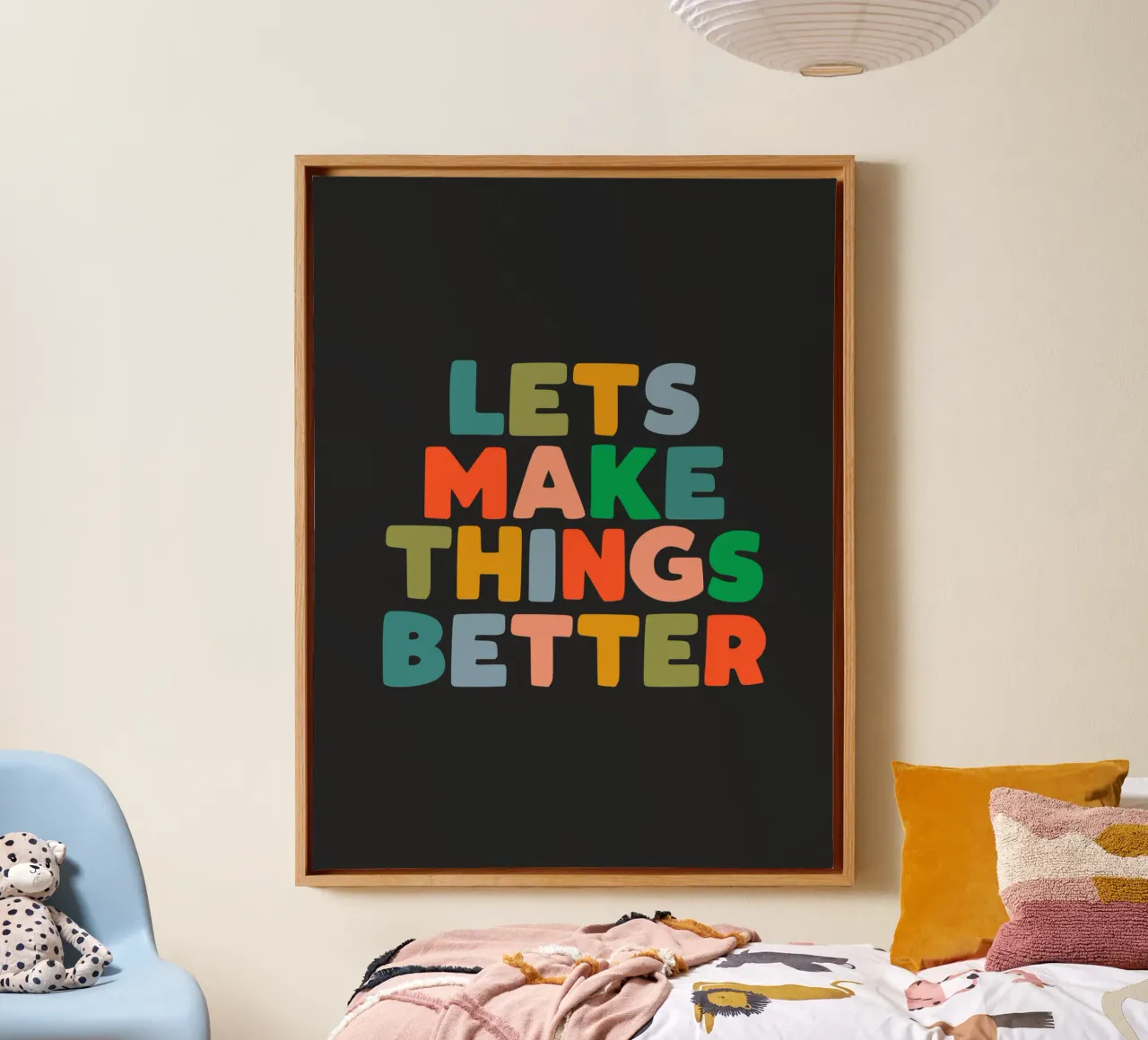 Lets Make Things Better Colourful Inspiring Typography Print canvas by THE MOTIVATED TYPE
