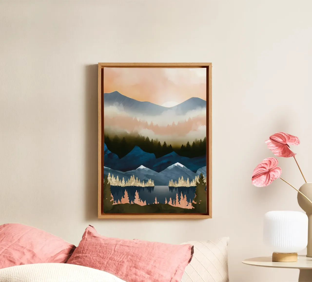 The Vintage Sunset Mountain Landscape canvas by Albert S Jacob