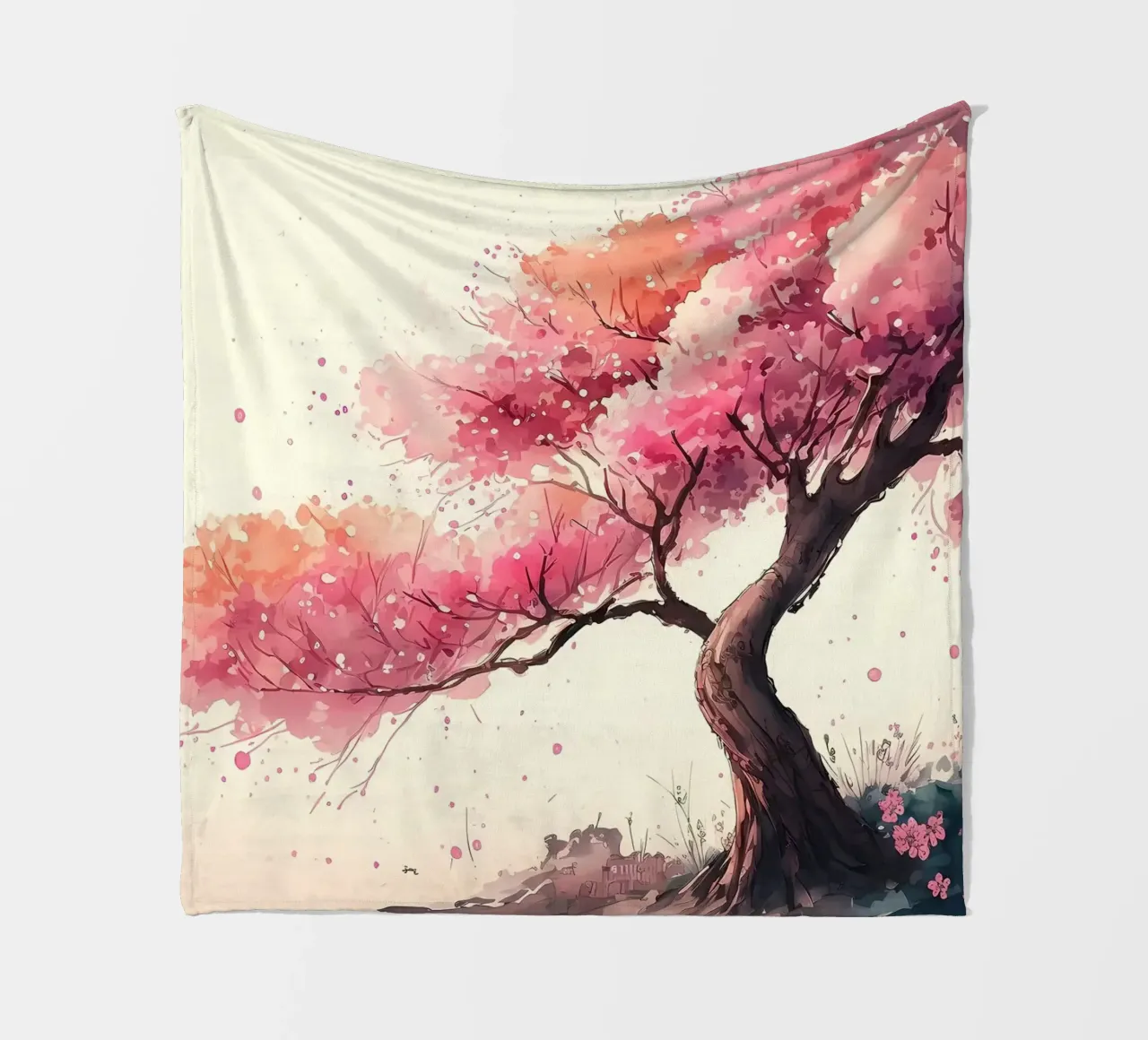 ciliegio in fiore in Giappone coperta in pile da Rebecca Clark Wyrick
