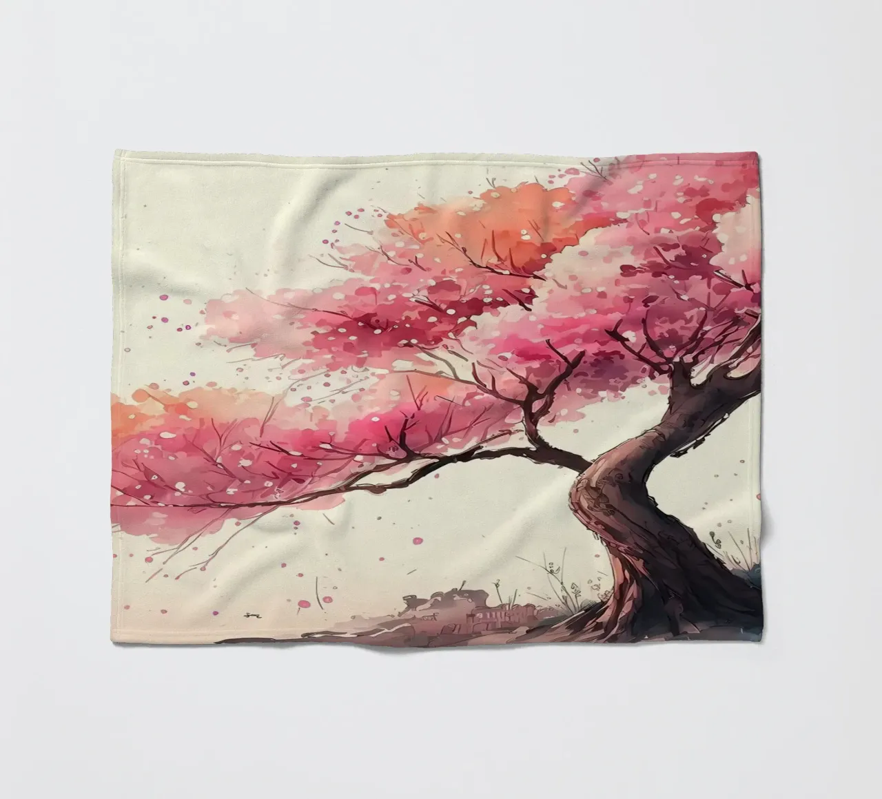 ciliegio in fiore in Giappone coperta in pile da Rebecca Clark Wyrick
