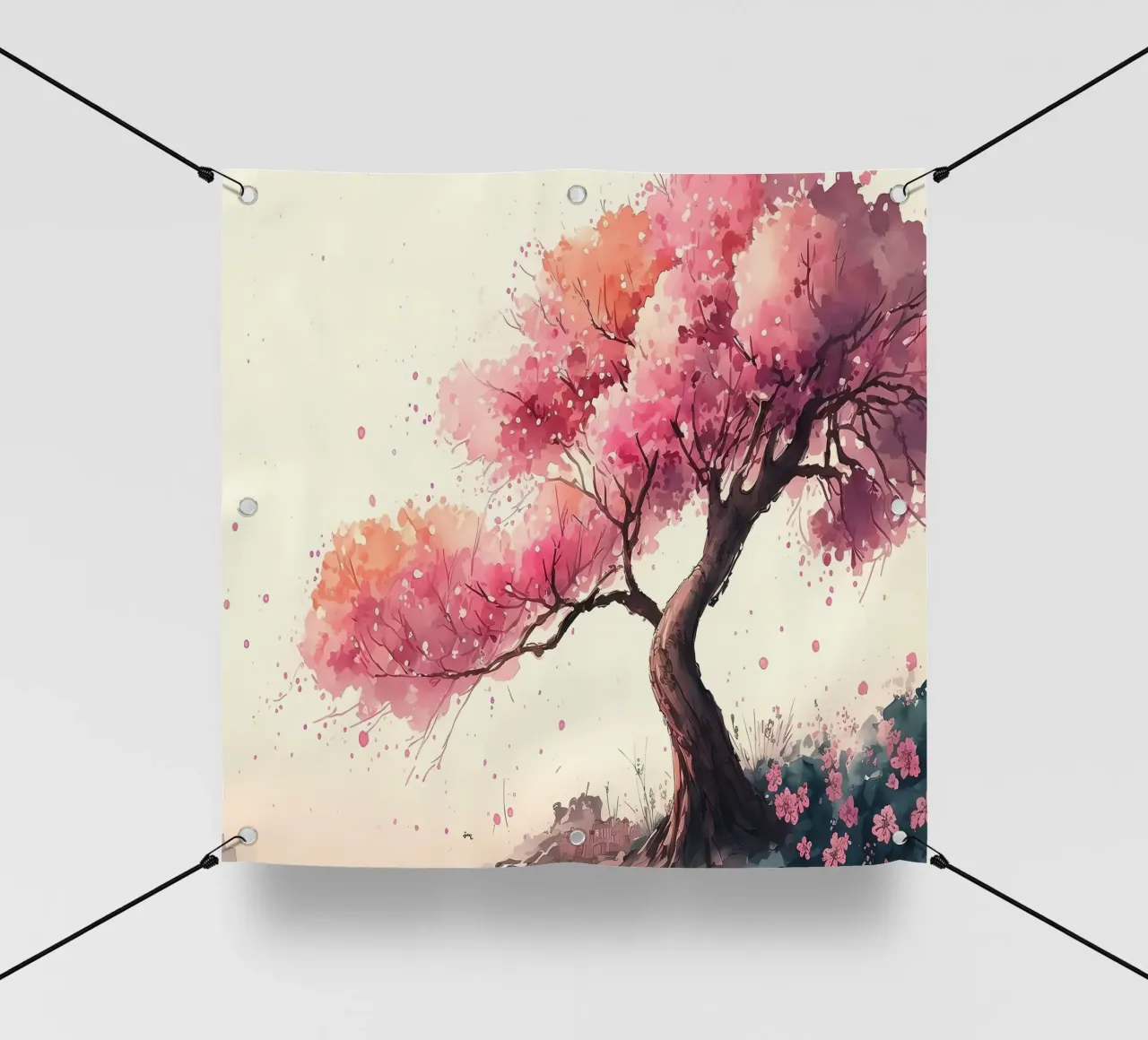 ciliegio in fiore in Giappone telo in pvc da Rebecca Clark Wyrick