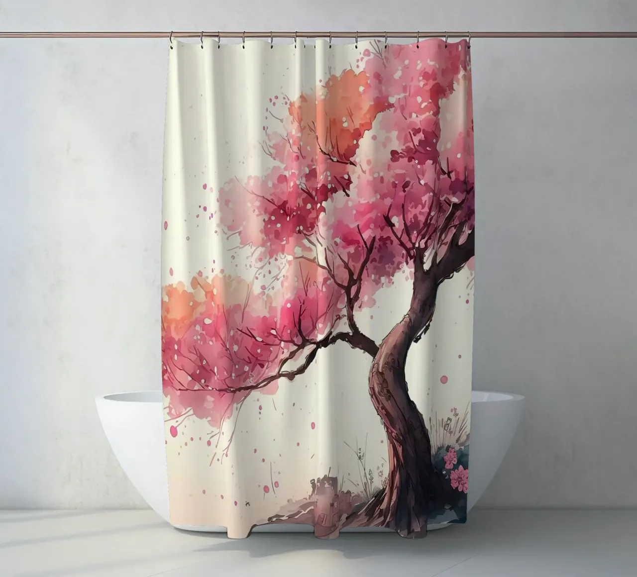 ciliegio in fiore in Giappone tenda da doccia da Rebecca Clark Wyrick