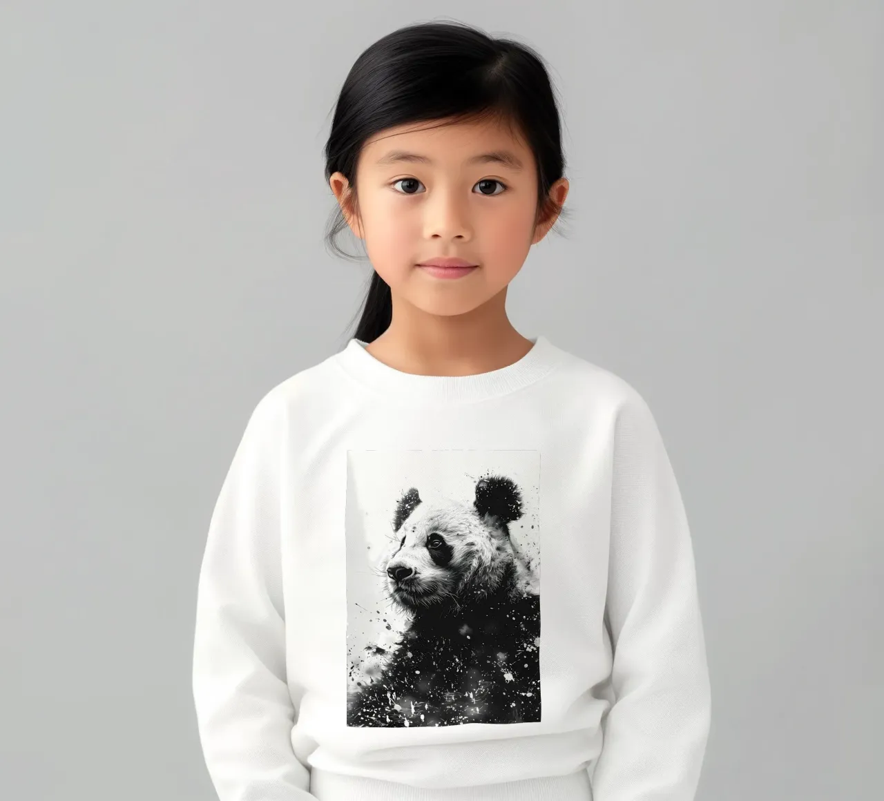 Ritratto di panda in bianco e nero acquerellato felpa bambino da James M Coyle