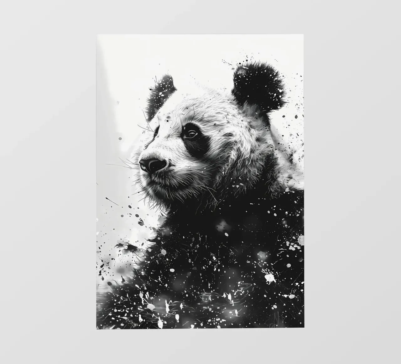 Ritratto di panda in bianco e nero acquerellato pellicola backlit da James M Coyle