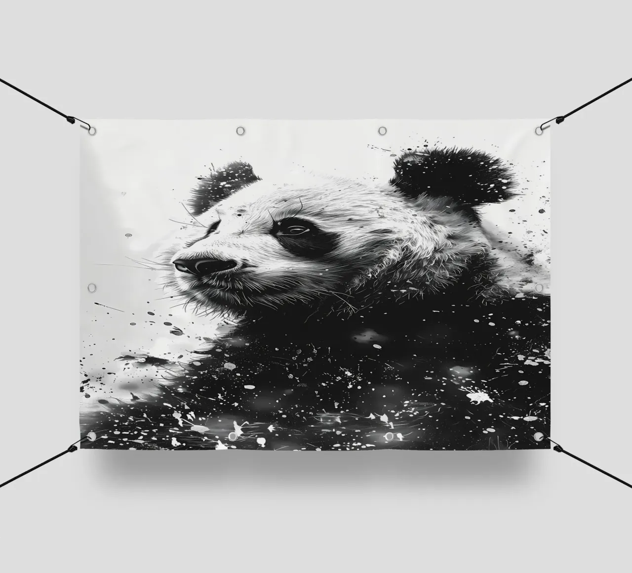Ritratto di panda in bianco e nero acquerellato telo in pvc da James M Coyle