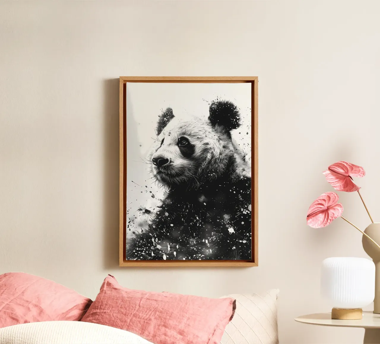 Ritratto di panda in bianco e nero acquerellato tela con Cornice a cassetta da James M Coyle