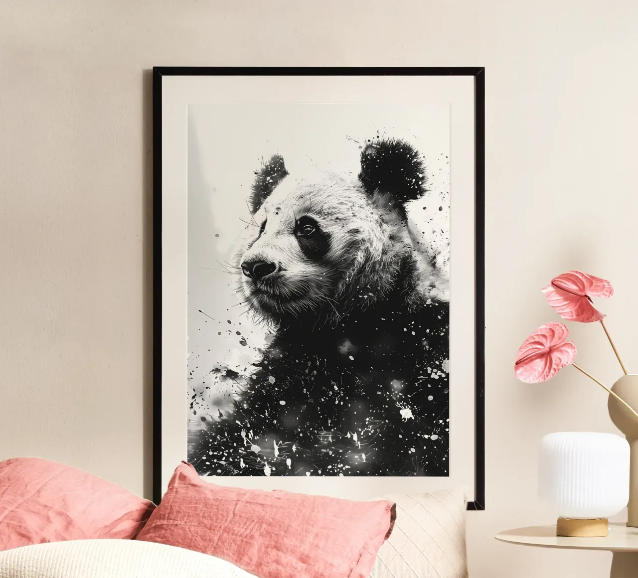 Ritratto di panda in bianco e nero acquerellato carta hahnemühle da James M Coyle