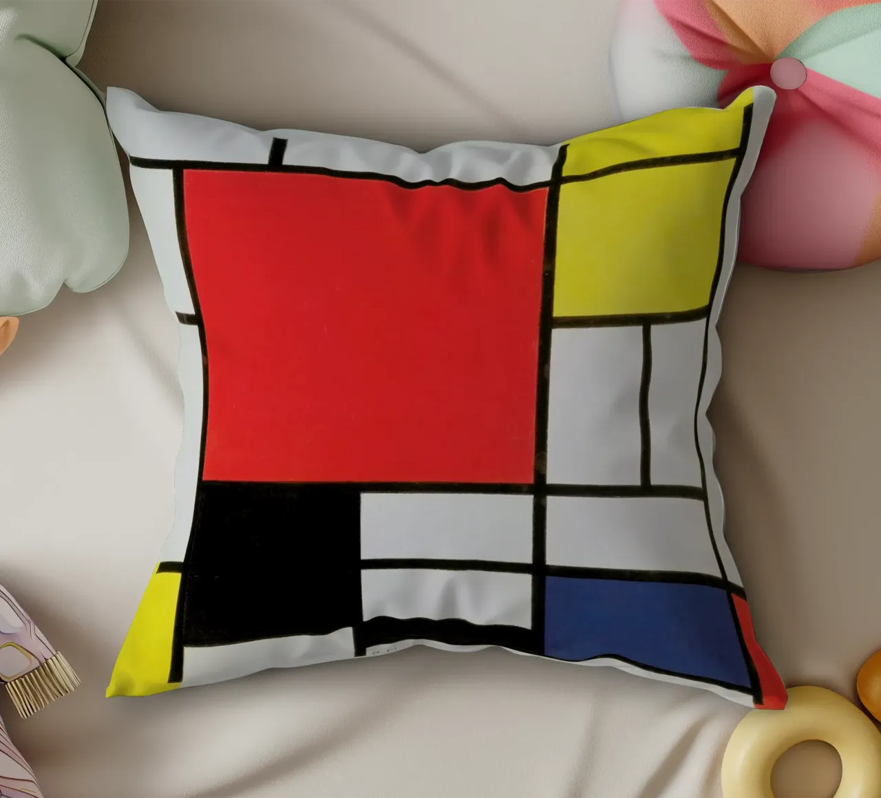 Mondrian - Composition with Red, Yellow, Blue and Black decorative cushion by ARTOTHEK