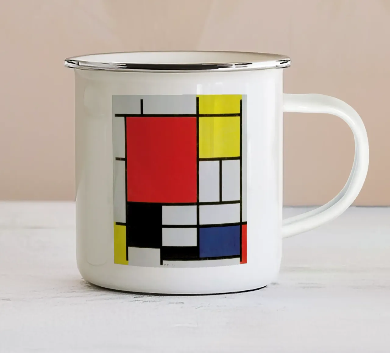 Mondrian - Composition with Red, Yellow, Blue and Black tazza in smalto da ARTOTHEK