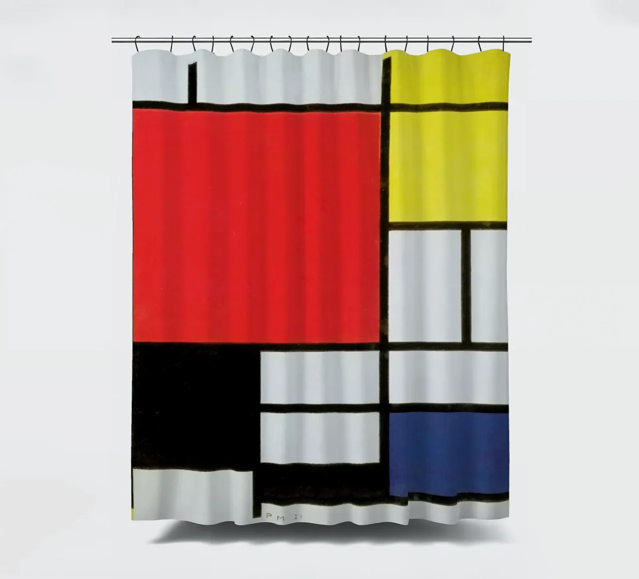 Mondrian - Composition with Red, Yellow, Blue and Black cortina de baño de ARTOTHEK
