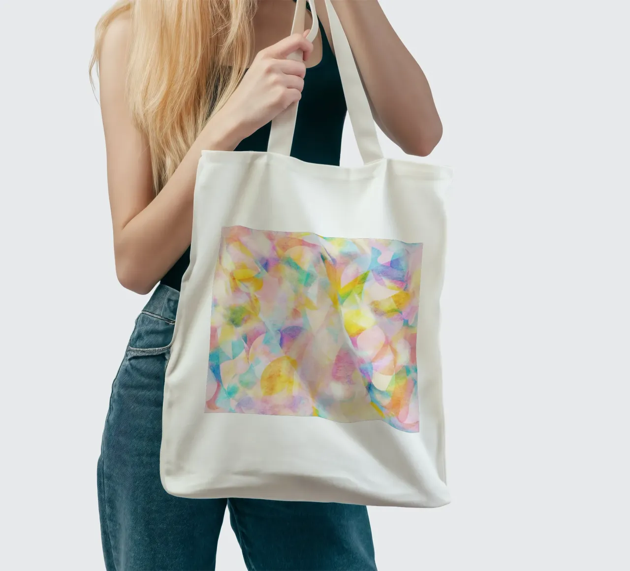 Dreamy Abstract borsa in juta da lovely lines