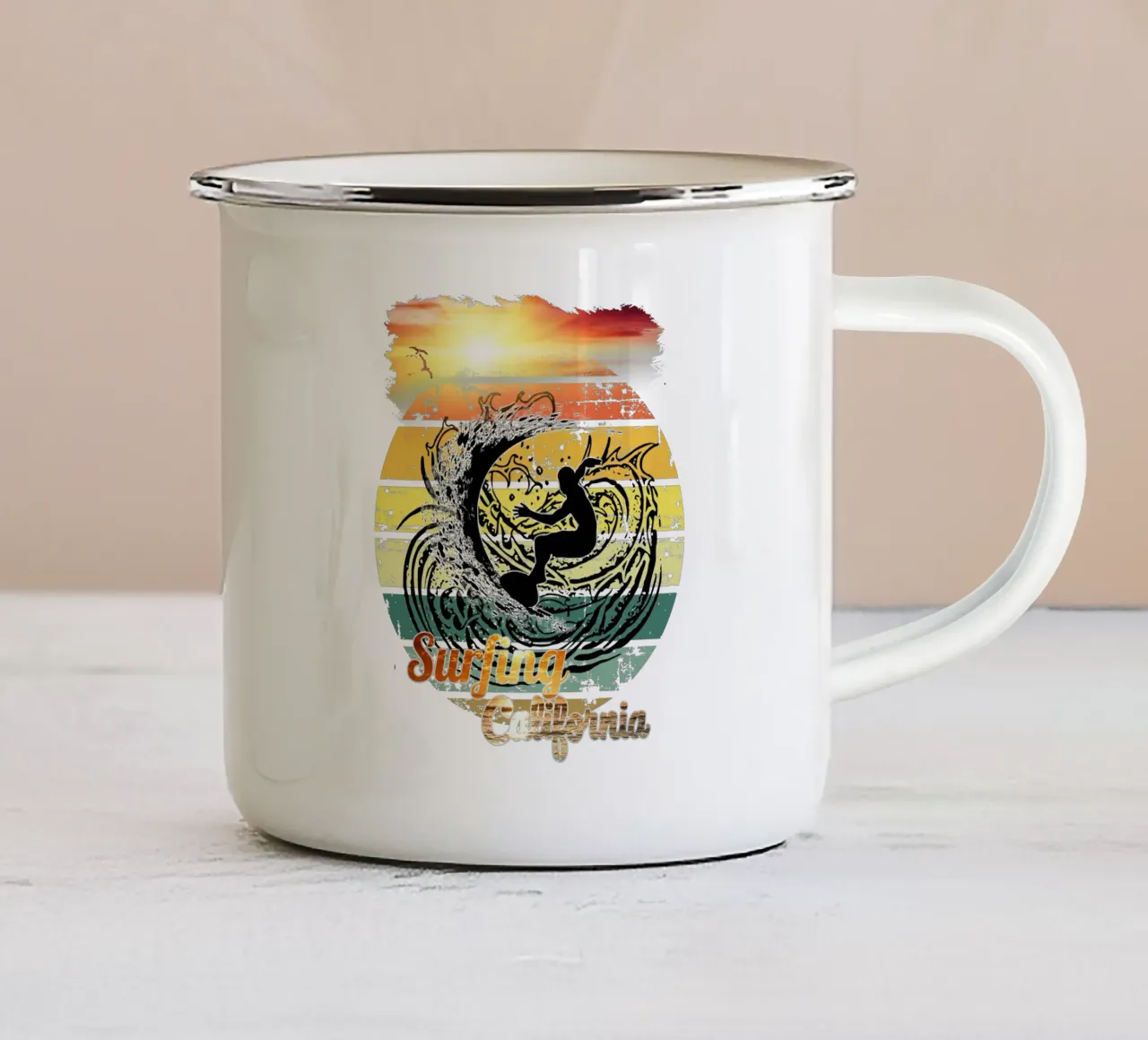 Surf Life Oval 2a - Summer Sun Vibes 12b tazza in smalto da surfer28