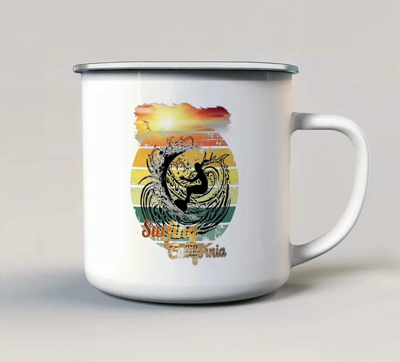 Surf Life Oval 2a - Summer Sun Vibes 12b tazza in smalto da surfer28
