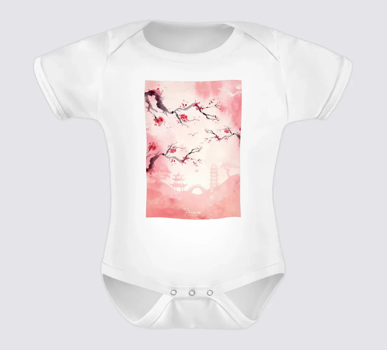 Primavera in Giappone body neonato maniche corte da Rebecca Clark Wyrick