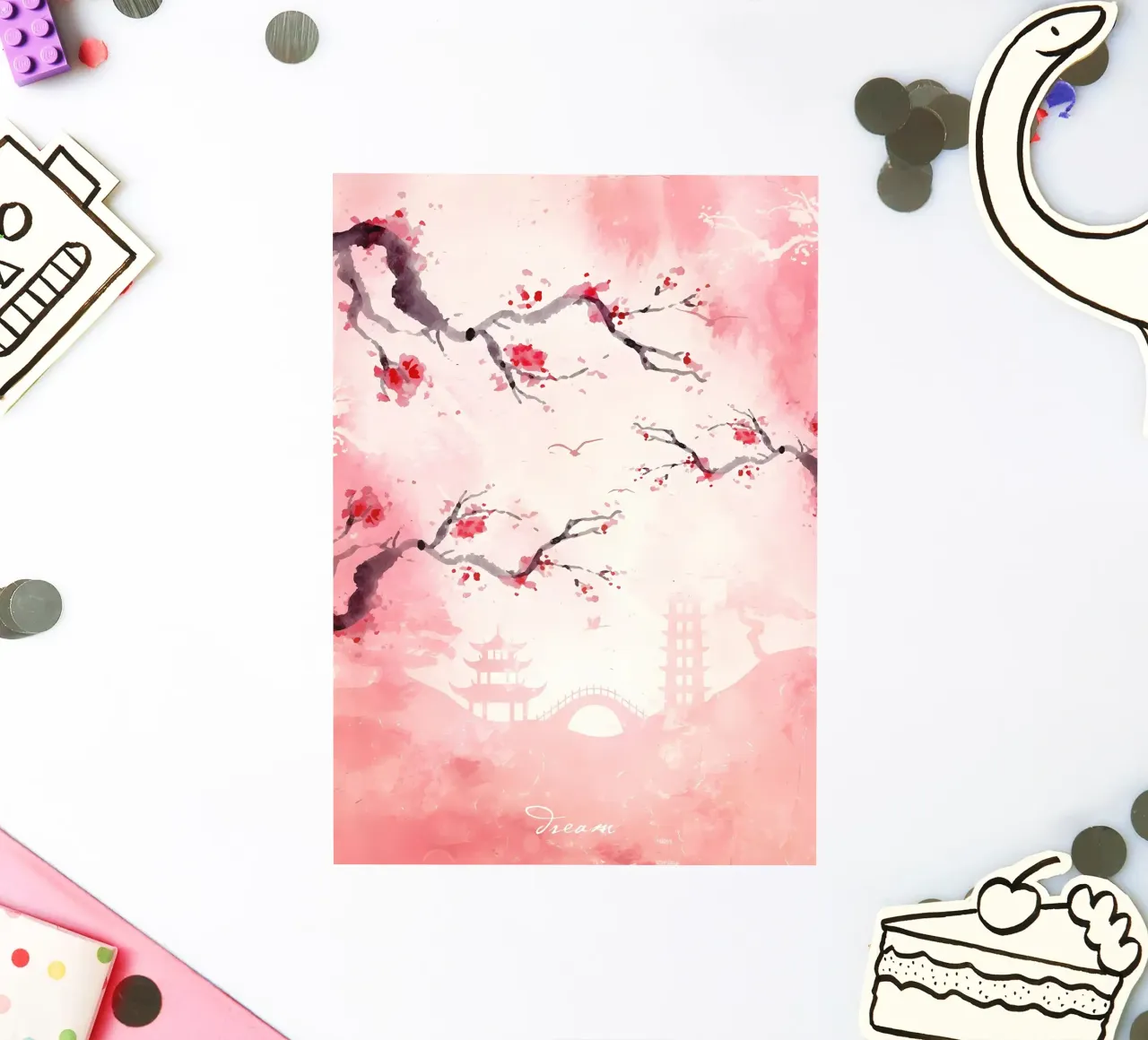 Primavera in Giappone adesivo da Rebecca Clark Wyrick