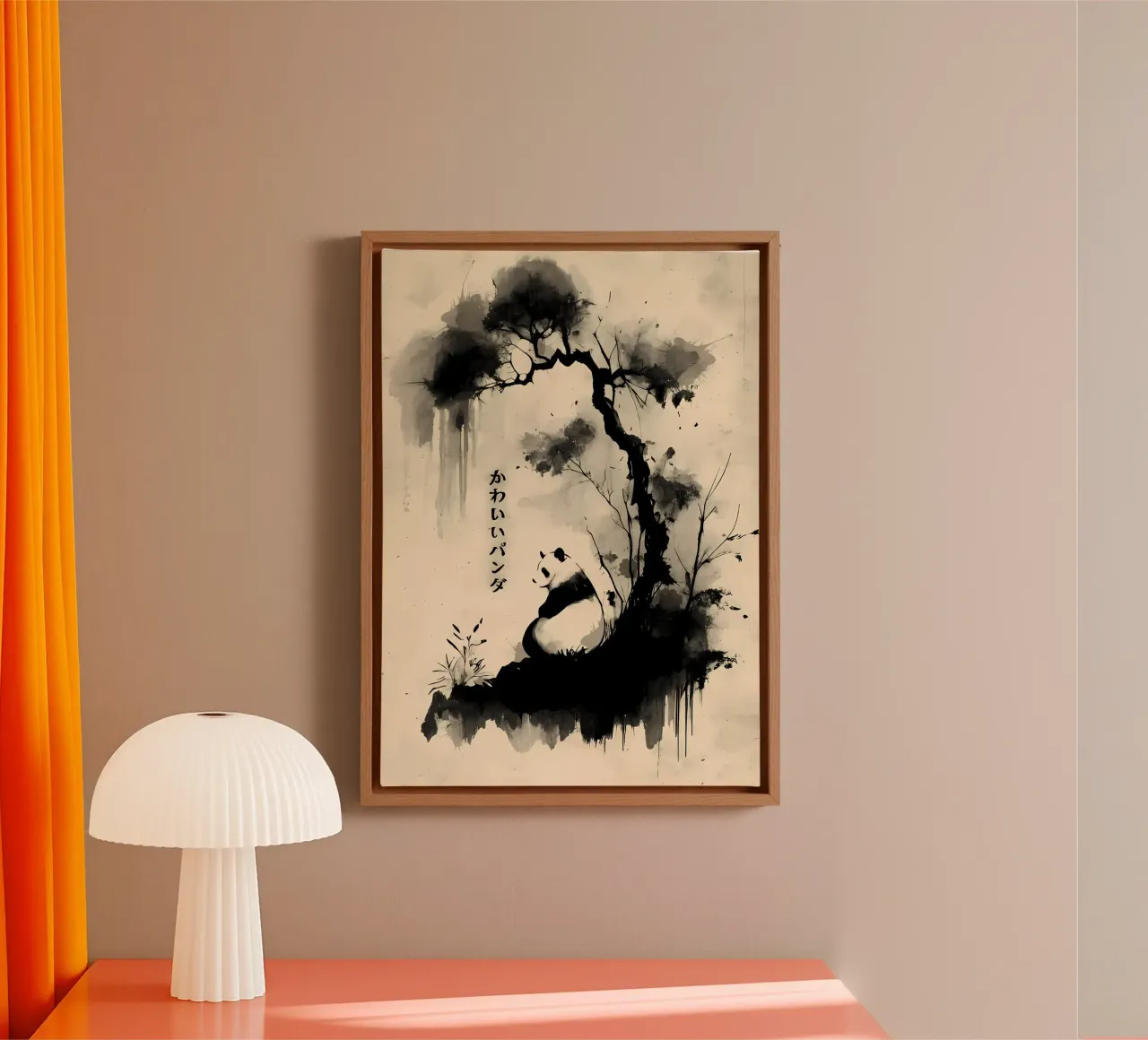 Panda tela con Cornice a cassetta da James M Coyle