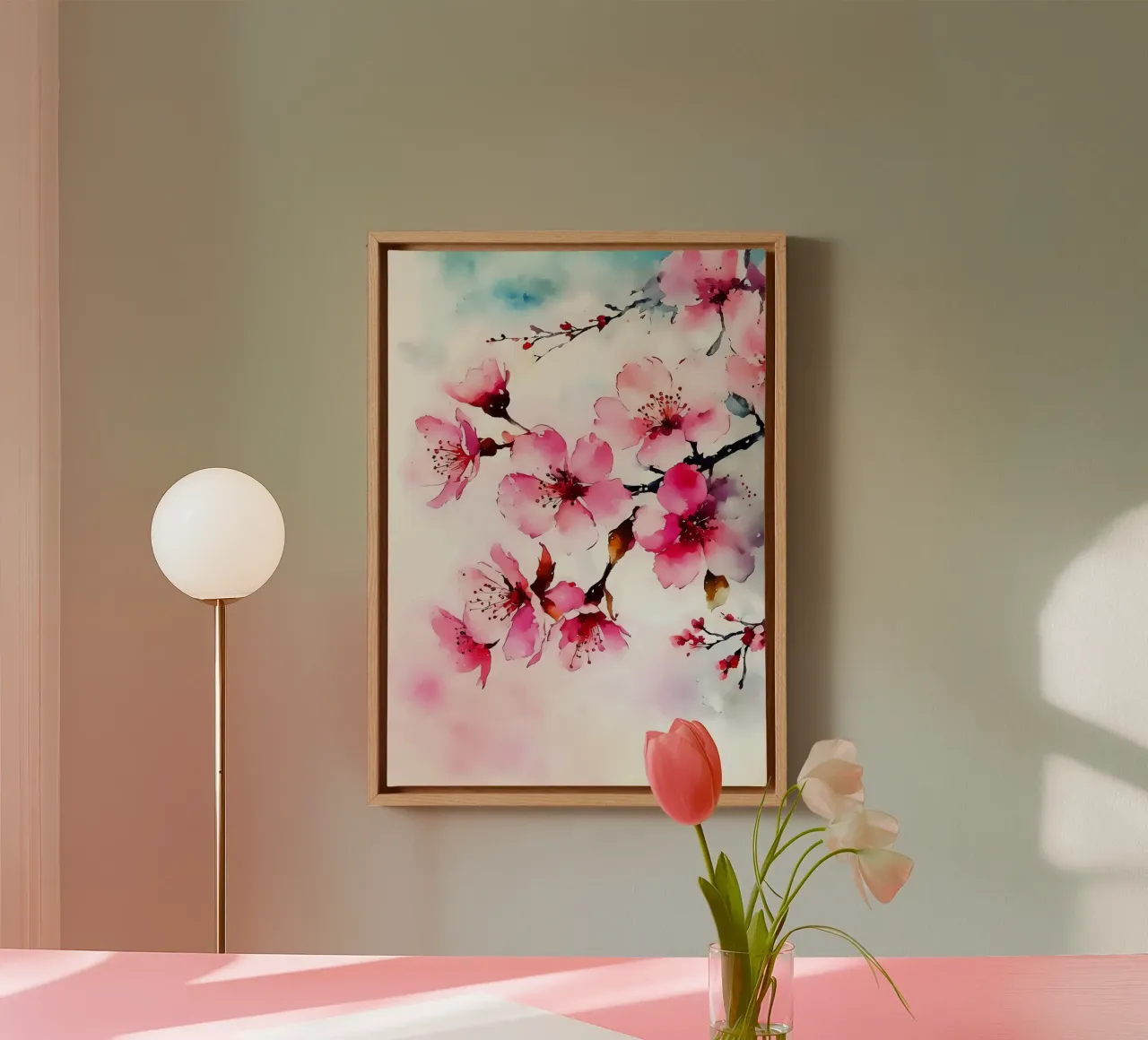 Fiori di sakura acquerello tela con Cornice a cassetta da Rebecca Clark Wyrick