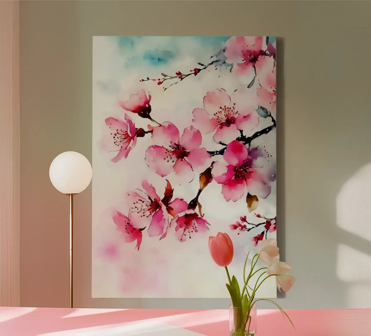 Fiori di sakura acquerello tela con Cornice a cassetta da Rebecca Clark Wyrick