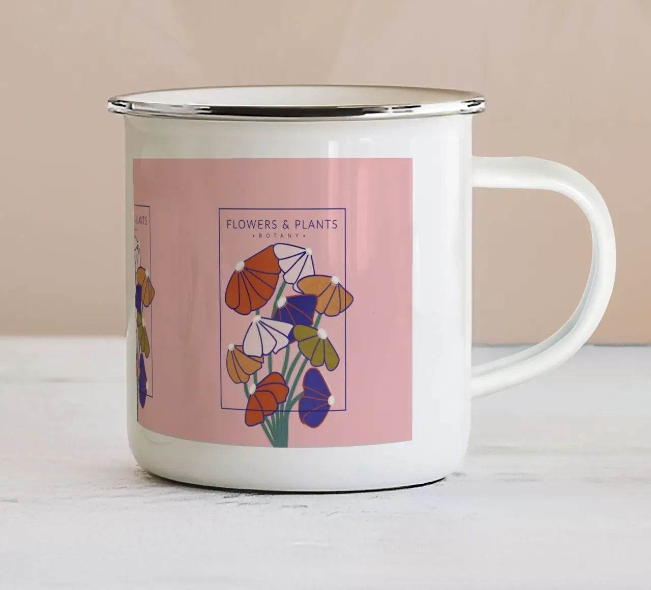 Fiori botanici colorati - Stampa floreale moderna tazza in smalto da showmemars