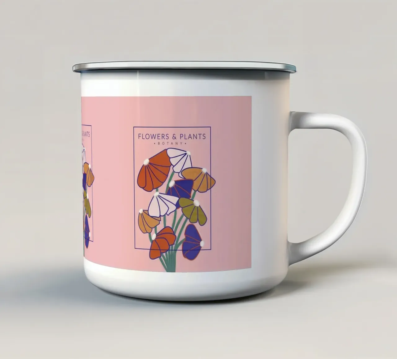 Fiori botanici colorati - Stampa floreale moderna tazza in smalto da showmemars