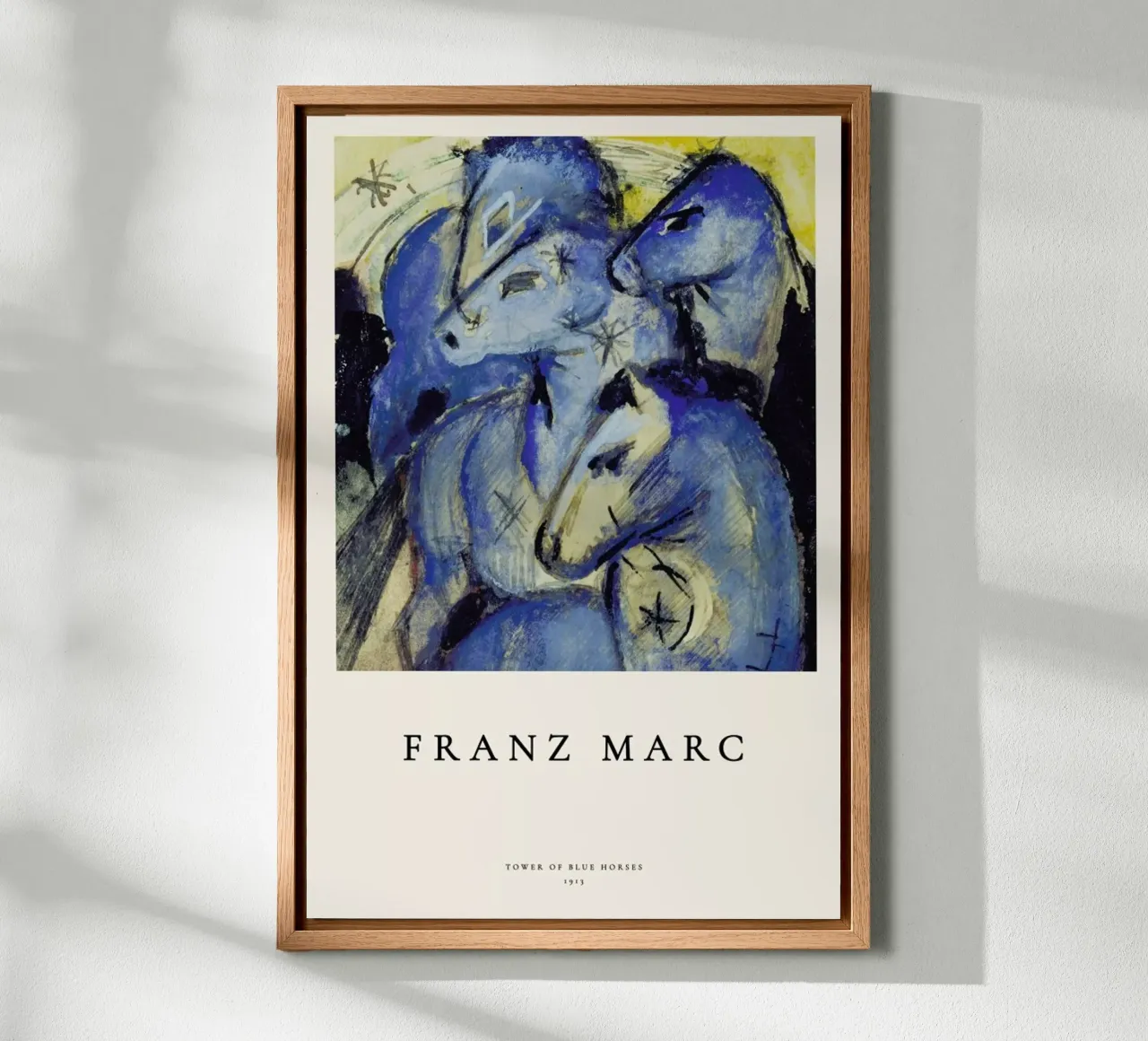 Franz Marc - Tower of Blue Horses tela con Cornice a cassetta da ARTOTHEK