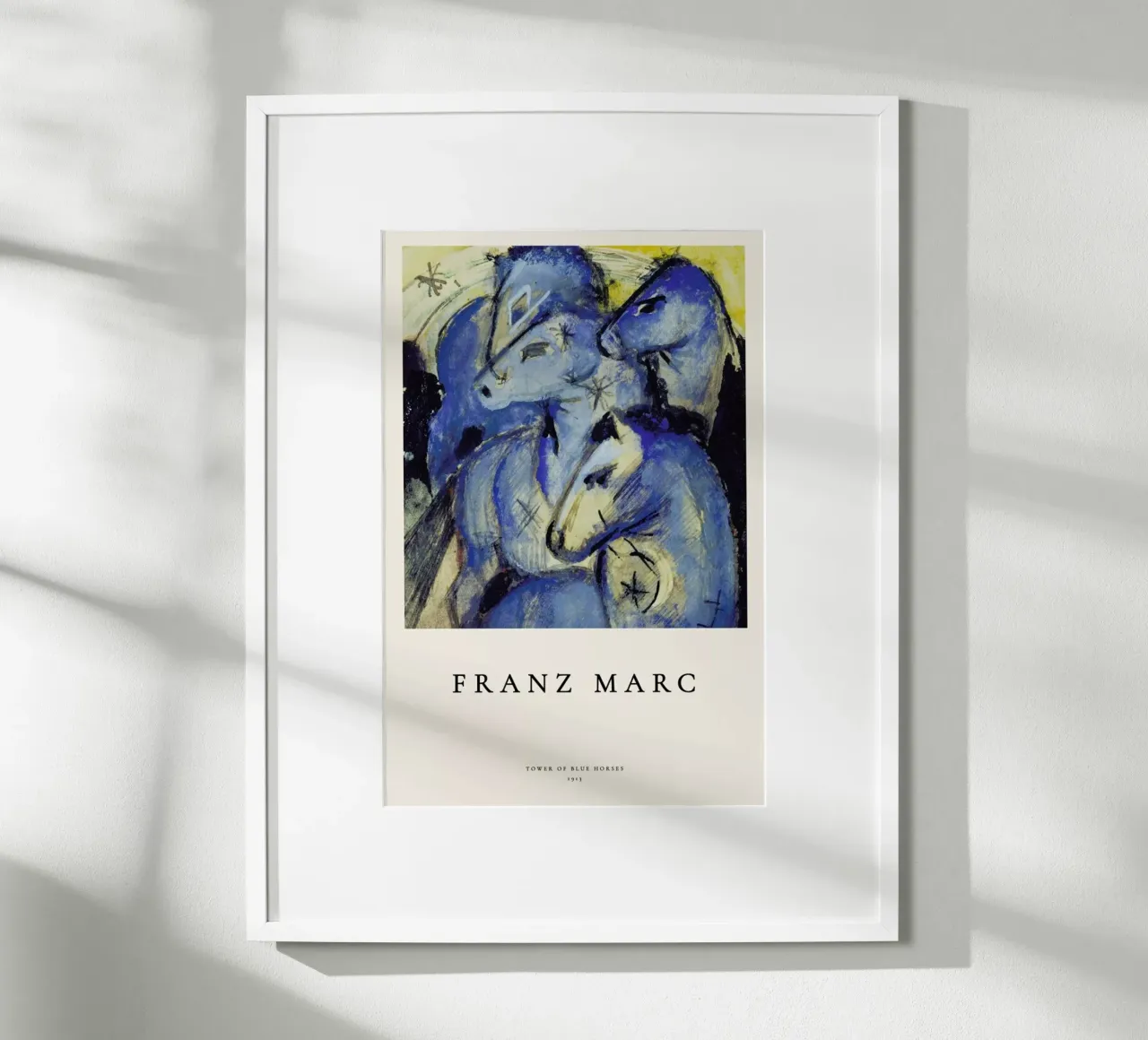 Franz Marc - Tower of Blue Horses poster con telaio in legno da ARTOTHEK