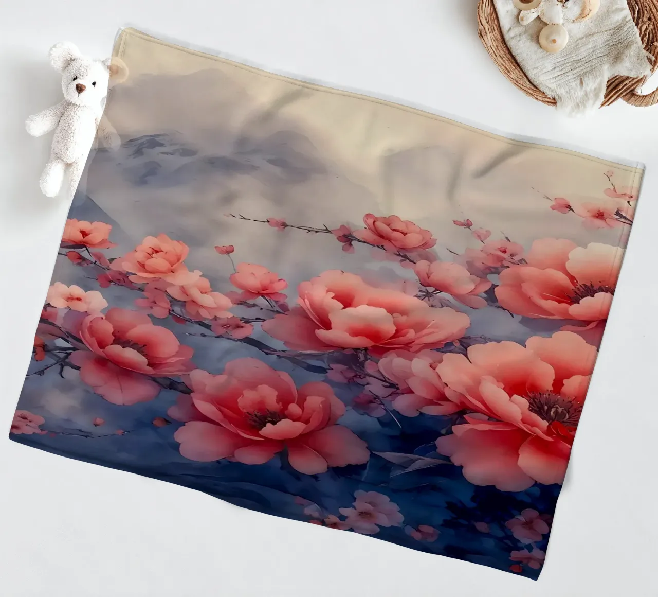 ciliegio in fiore in Giappone coperta in pile da Rebecca Clark Wyrick