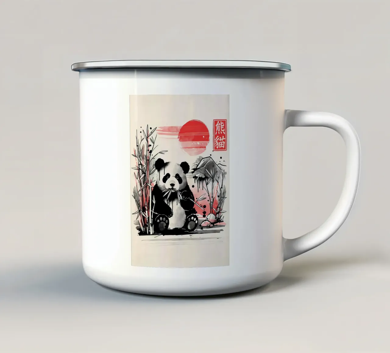 Panda sole rosso tazza in smalto da James M Coyle