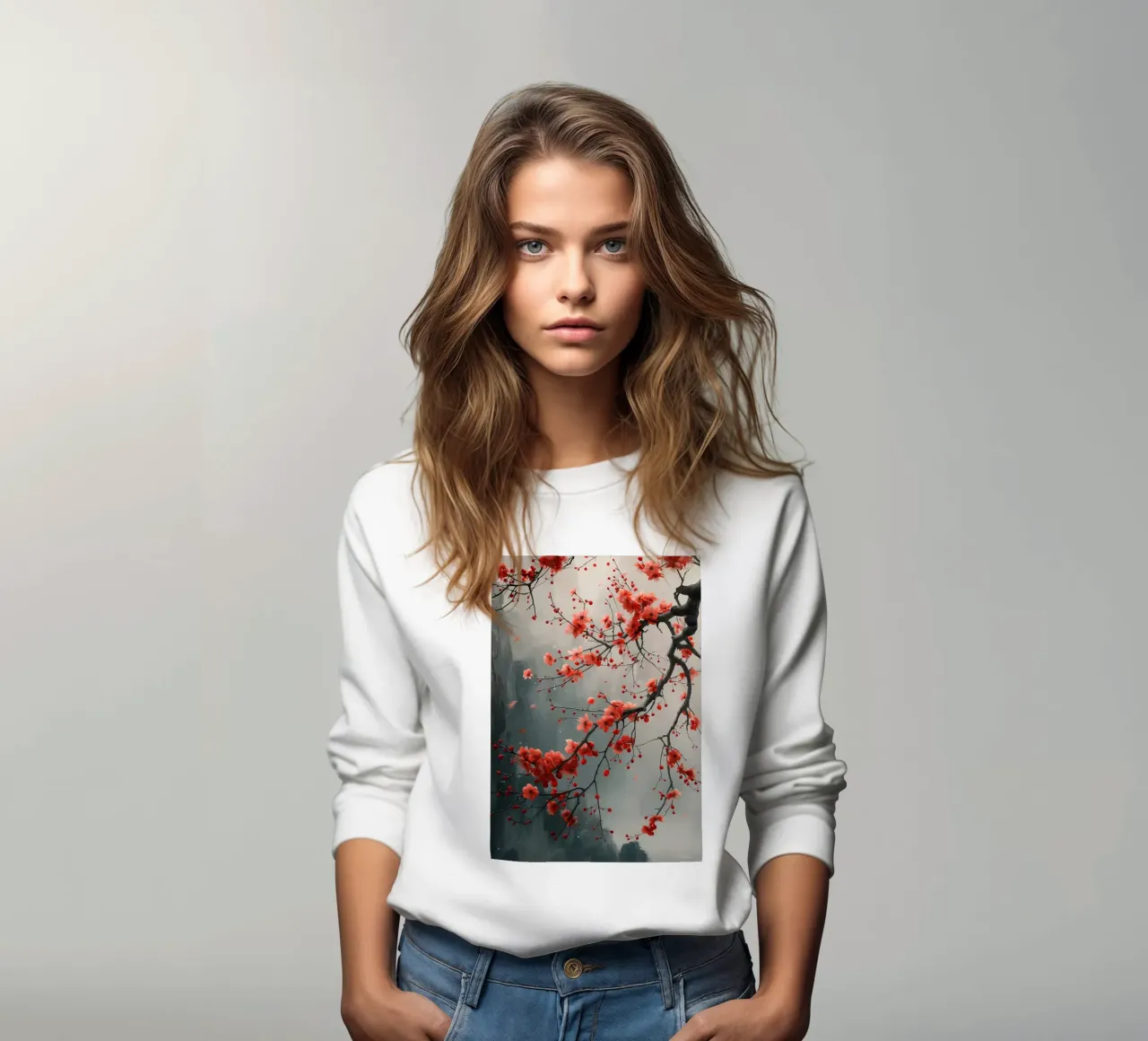 Cherry Blossom Japan sweatshirt by Rebecca Clark Wyrick