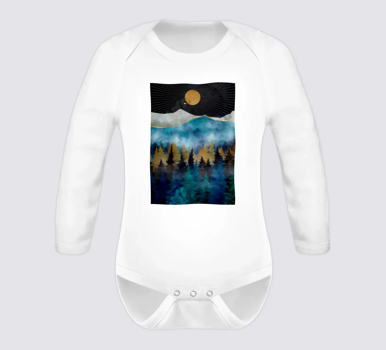Paesaggio forestale wallart body neonato maniche lunghe da Albert S Jacob