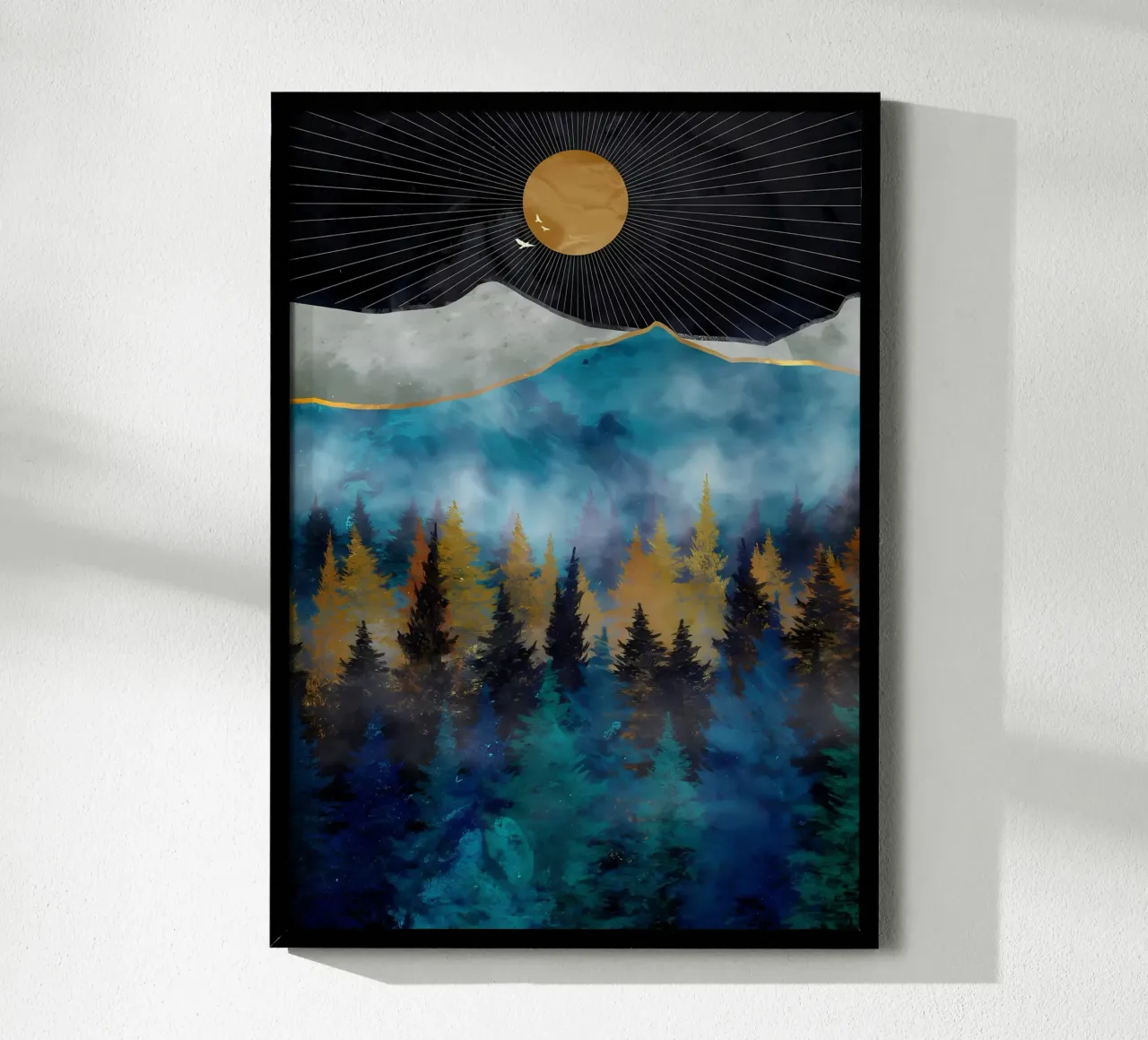 Paesaggio forestale wallart poster con telaio in legno da Albert S Jacob