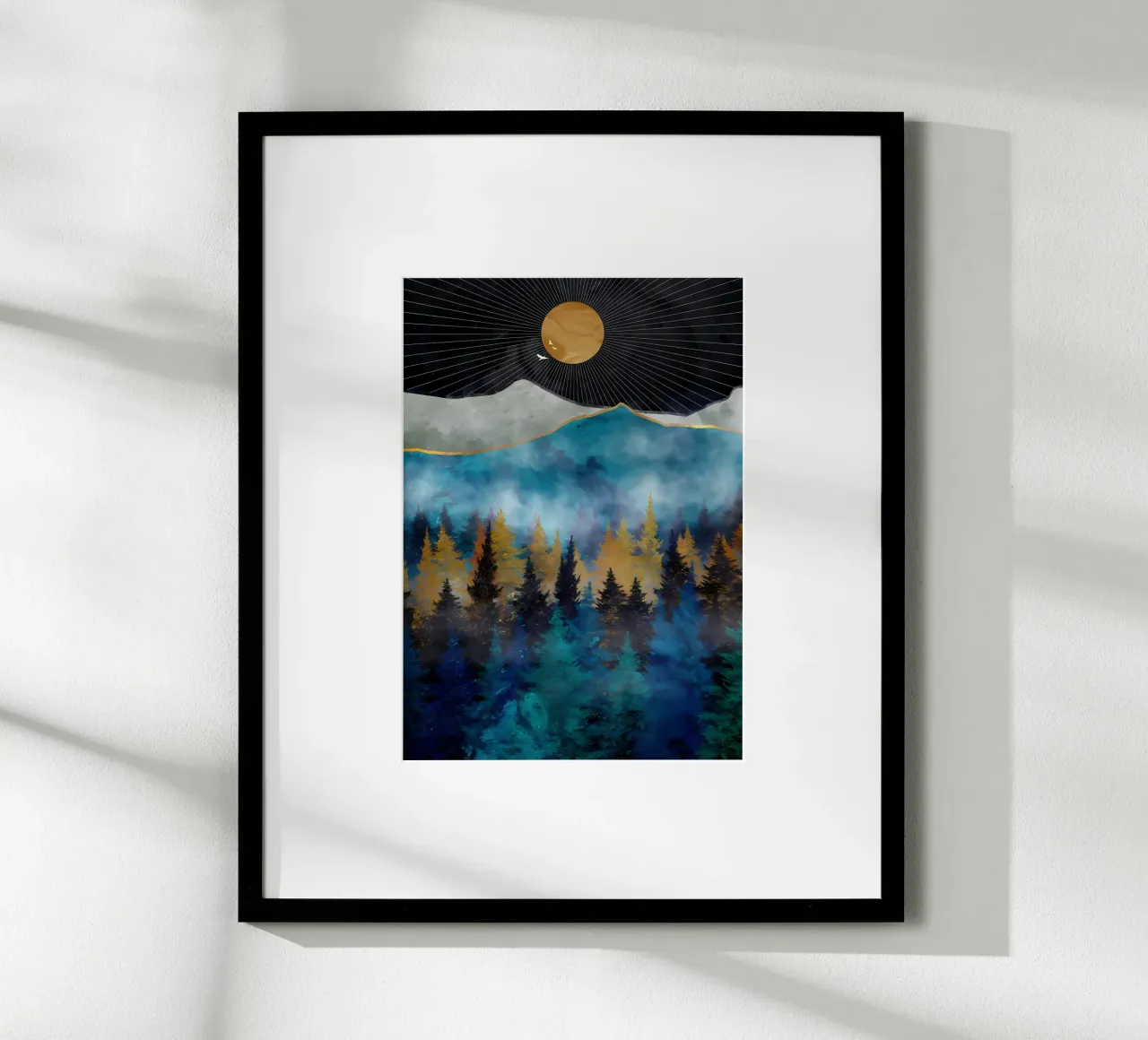 Paesaggio forestale wallart poster con telaio in legno da Albert S Jacob