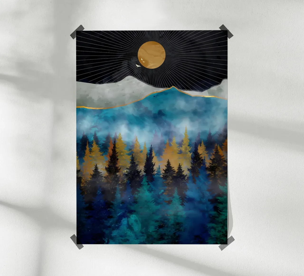 Paesaggio forestale wallart poster con telaio in legno da Albert S Jacob