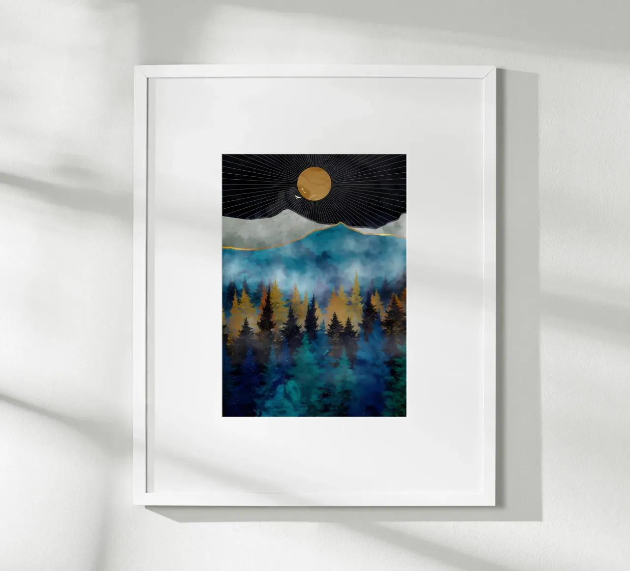 Paesaggio forestale wallart poster con telaio in legno da Albert S Jacob