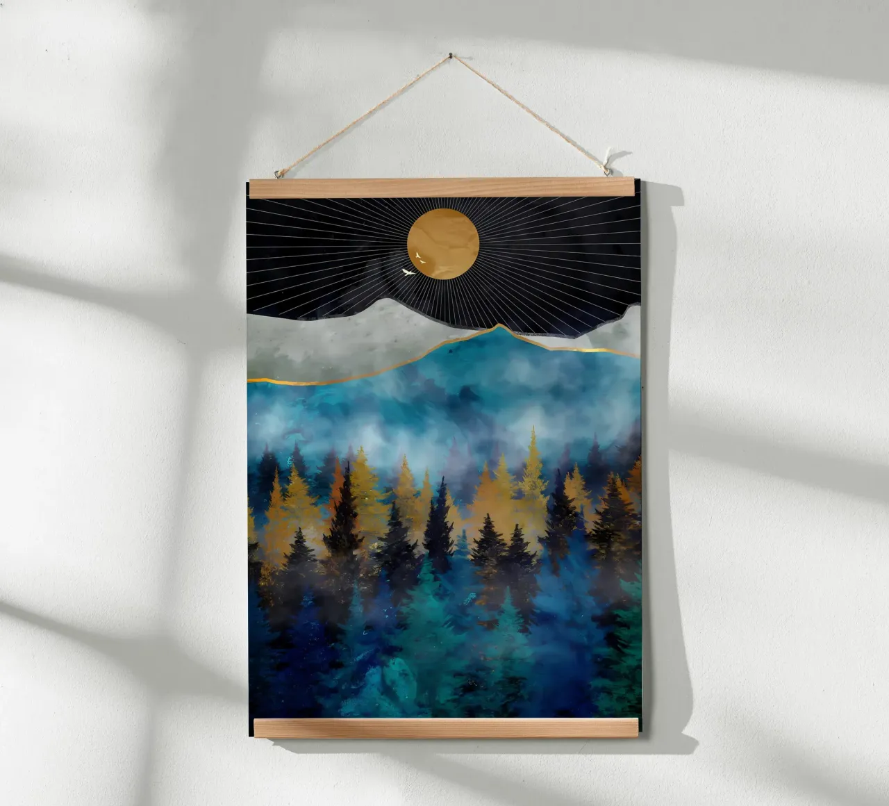 Paesaggio forestale wallart poster con telaio in legno da Albert S Jacob