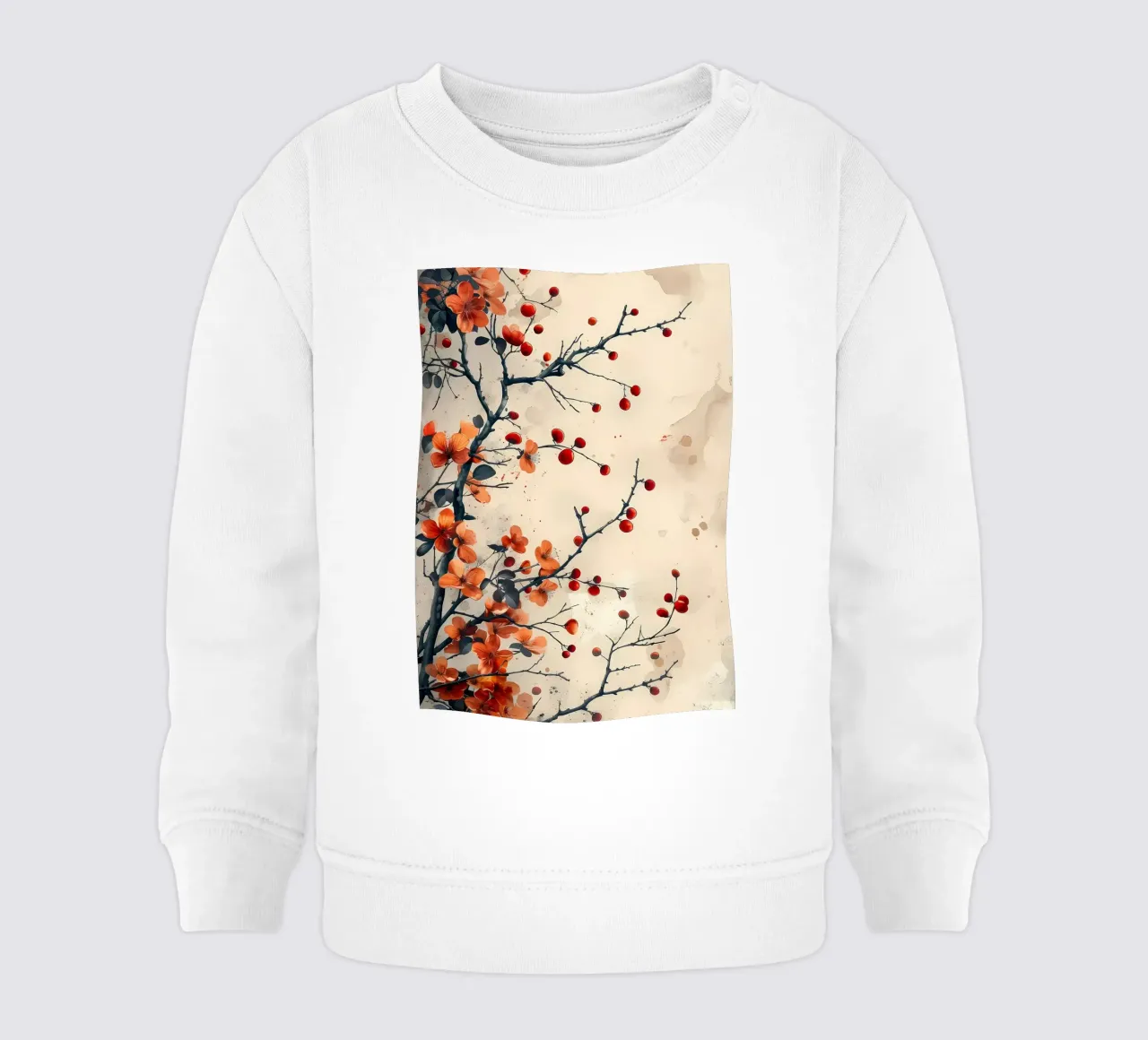Red Blossoms Flower Branch baby sweatshirt by Rebecca Clark Wyrick