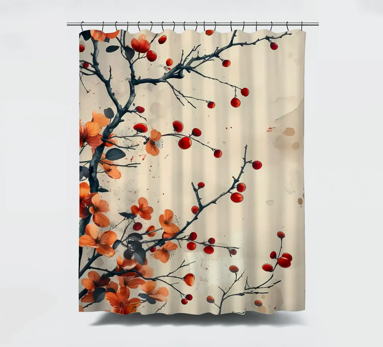 Ramo de flores rojas cortina de baño de Rebecca Clark Wyrick