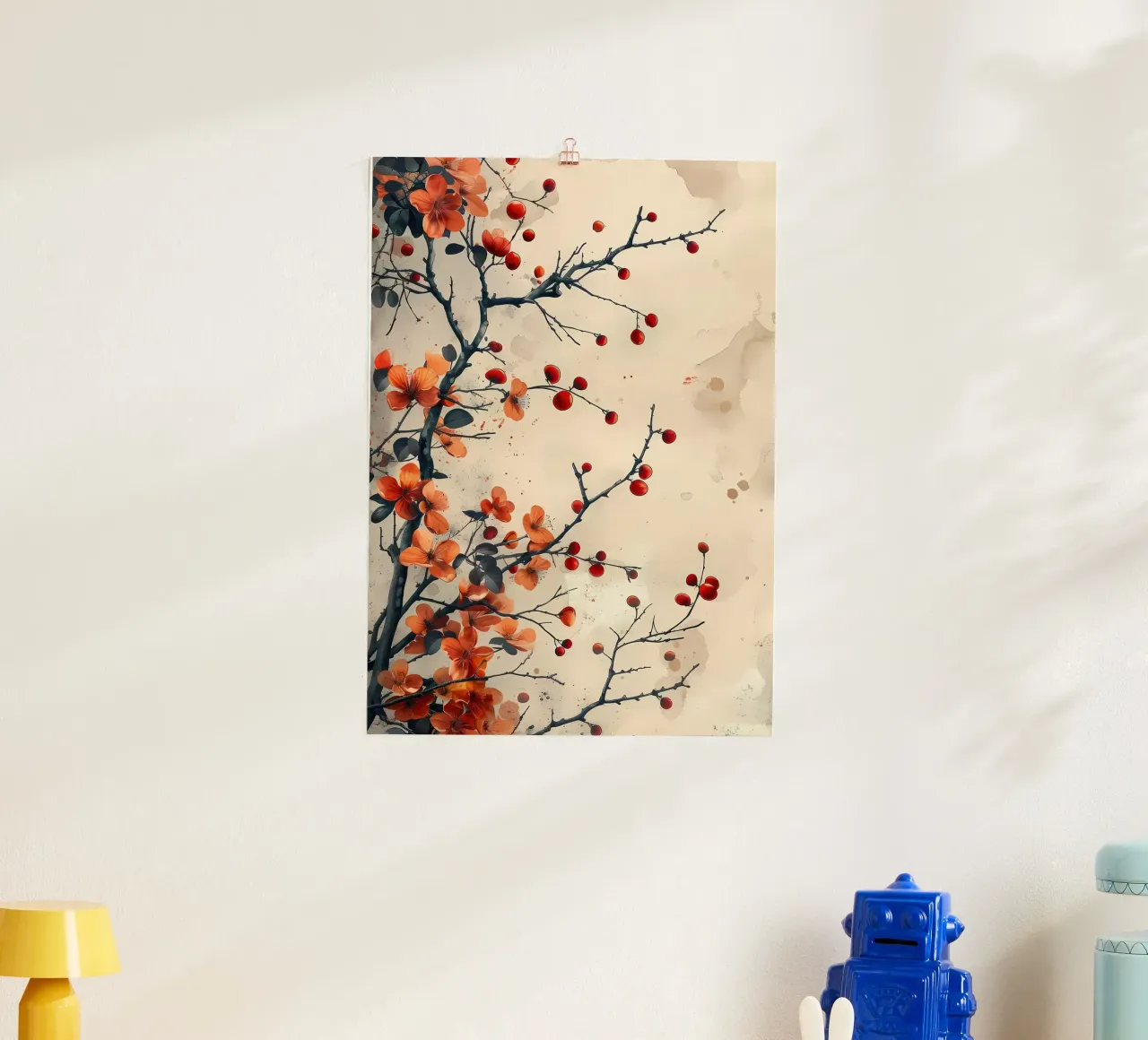 Ramo di fiori rossi poster con telaio in plastica da Rebecca Clark Wyrick