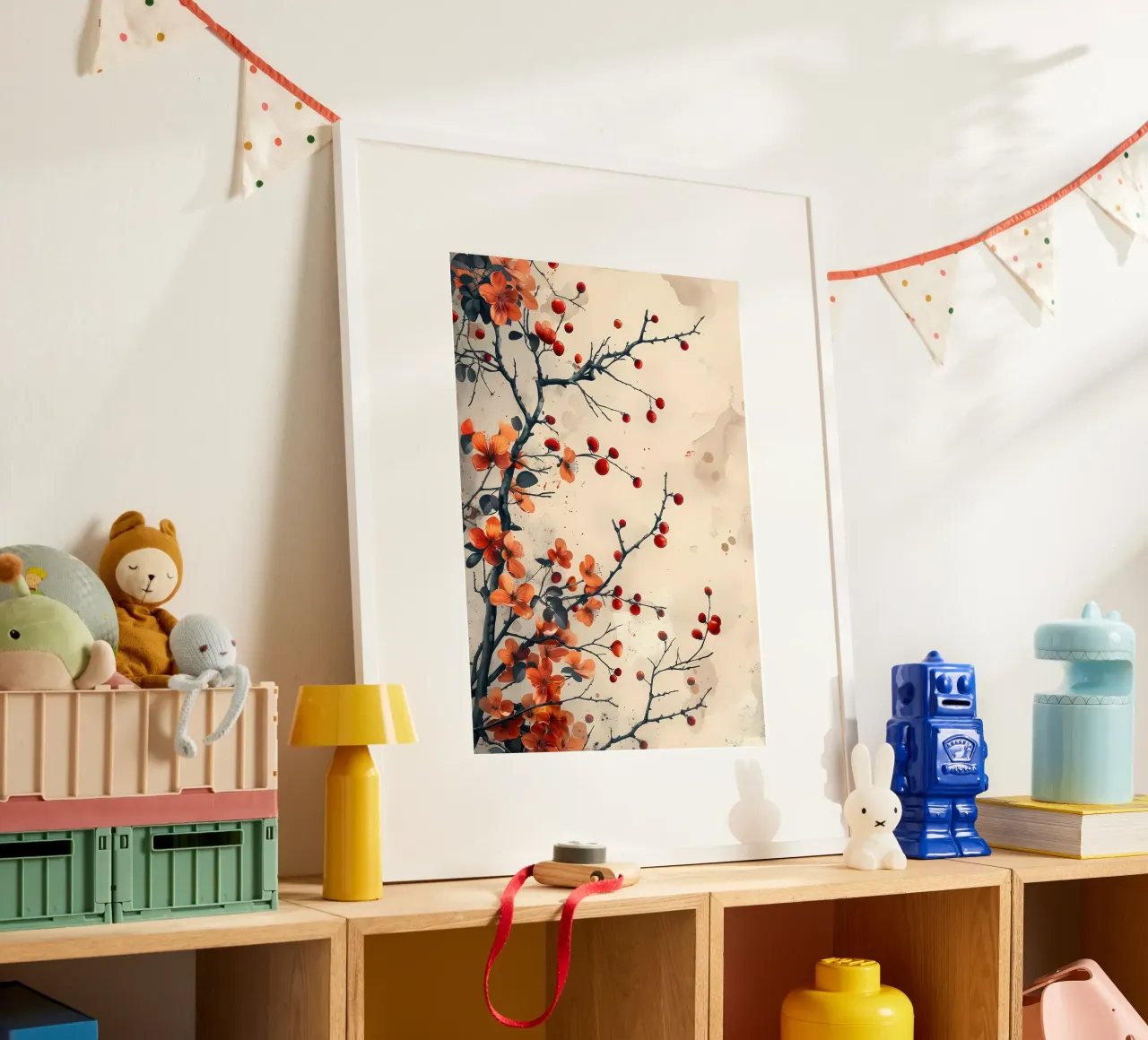 Ramo di fiori rossi poster con telaio in plastica da Rebecca Clark Wyrick