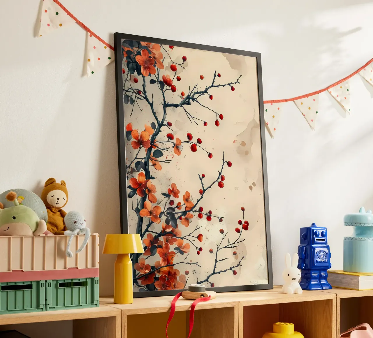 Ramo di fiori rossi poster con telaio in plastica da Rebecca Clark Wyrick