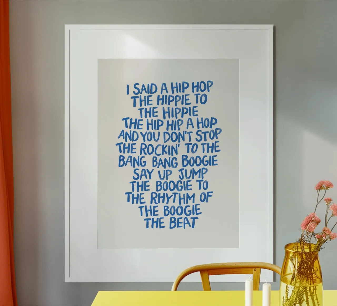 Klassieke Hip Hop Rap Songteksten in Blauw Geschilderde Typografie Print hahnemühle van THE MOTIVATED TYPE