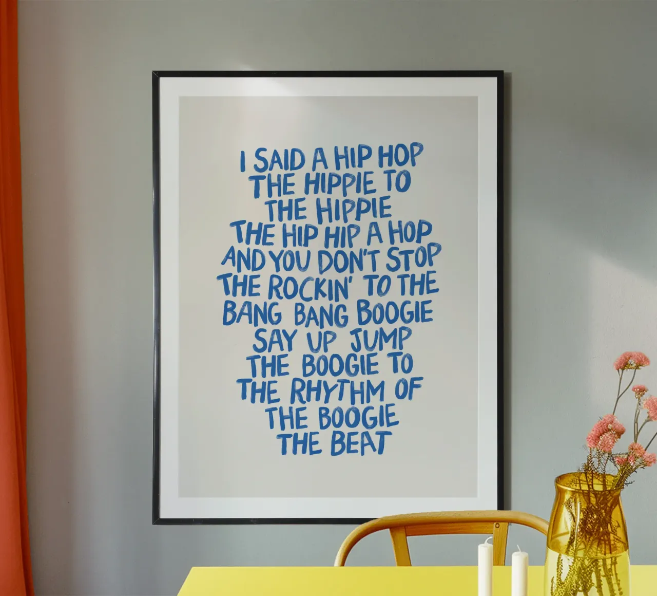 Klassieke Hip Hop Rap Songteksten in Blauw Geschilderde Typografie Print hahnemühle van THE MOTIVATED TYPE