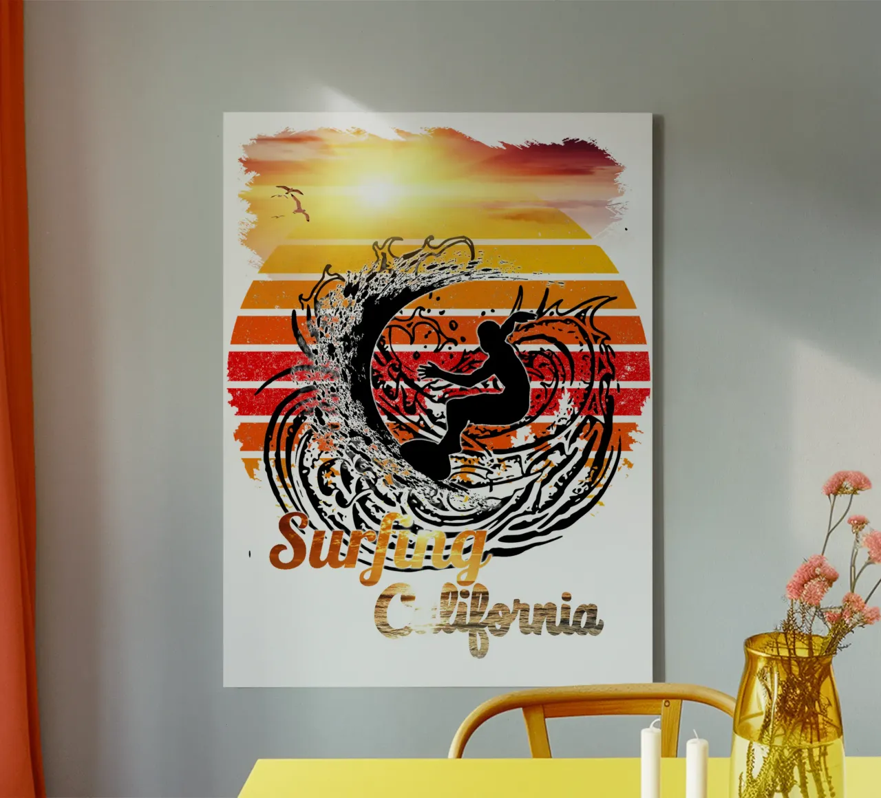 Surf Life Oval 2a - Summer Sun Vibes 11b tela con Cornice a cassetta da surfer28