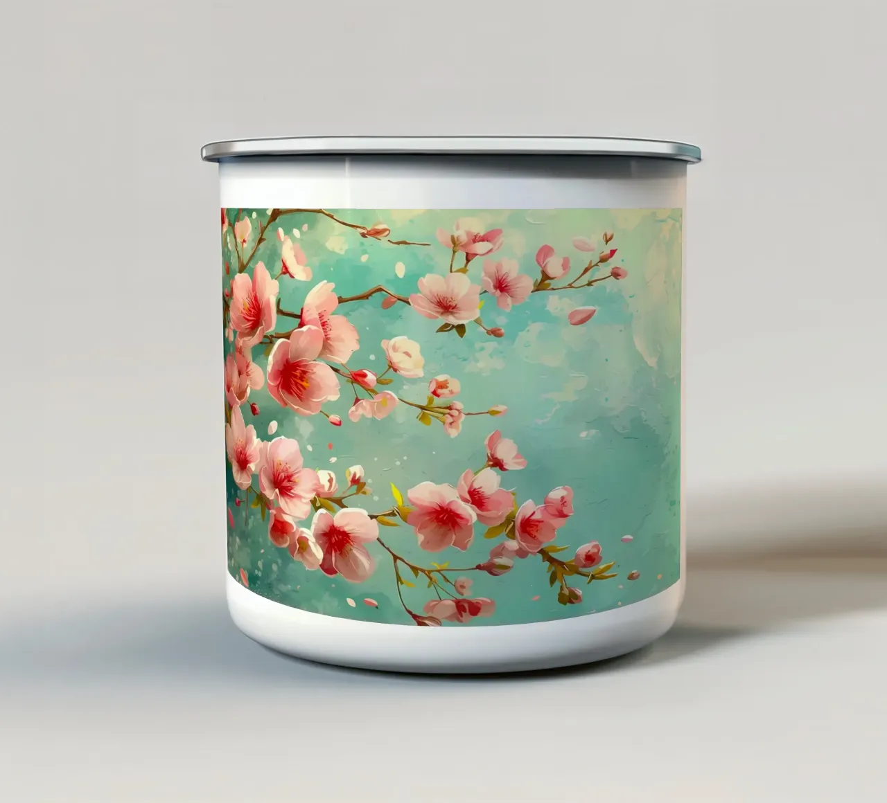 ciliegio in fiore in Giappone tazza in smalto da Rebecca Clark Wyrick