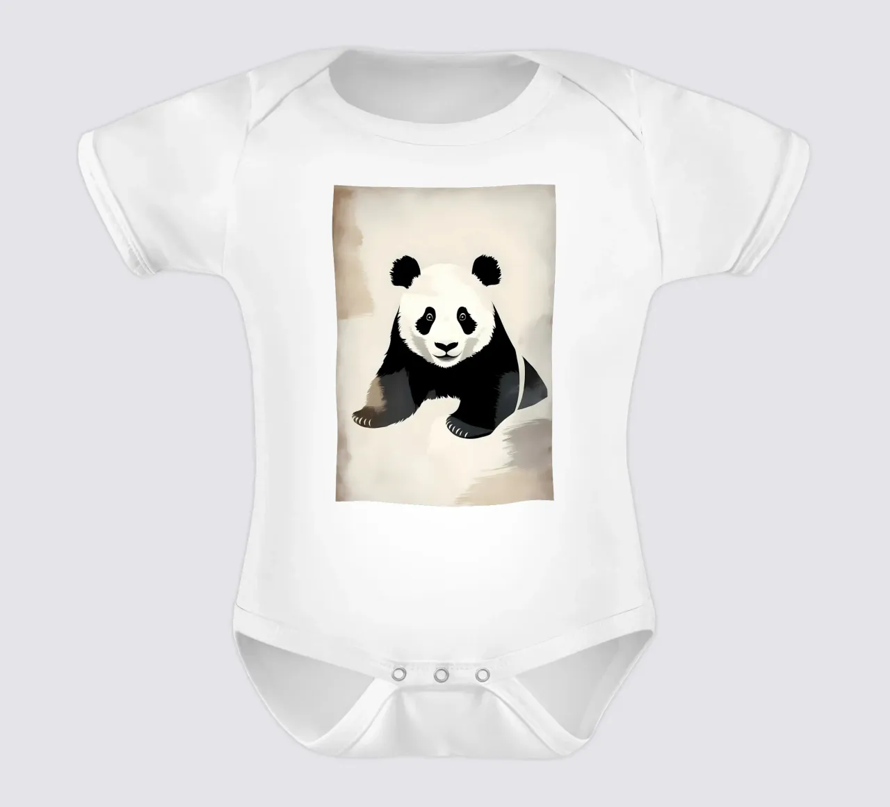 Illustrazione vintage di un panda carino body neonato maniche corte da James M Coyle