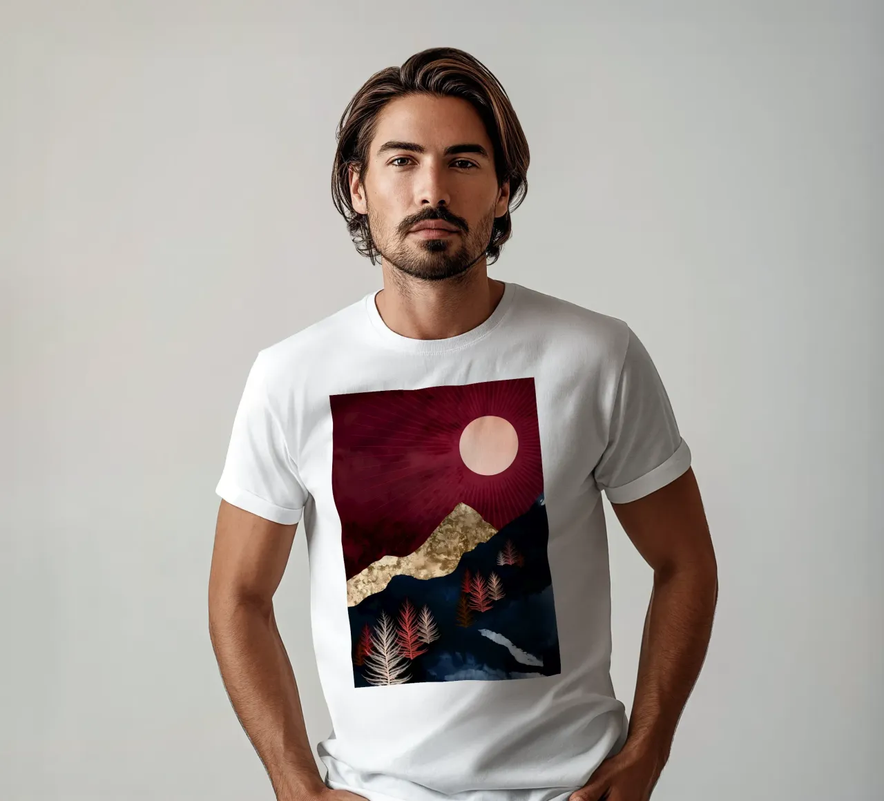 Mountainous Forest Night t-shirt by Albert S Jacob