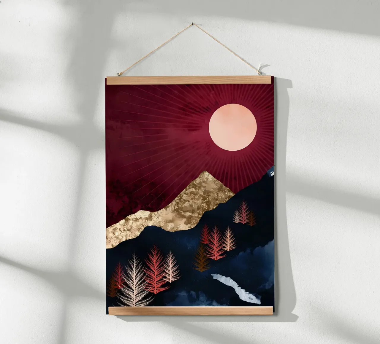 Mountainous Forest Night poster by Albert S Jacob